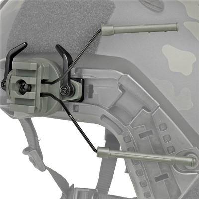 Крепление для активных наушников на шлем (олива), - Подходит для большинства современных баллистических шлемов. Имеется RIS-планка для установки дополнительного оборудования: фонаря, экшн камеры, оптики, приборов ночного видения и т.д. №10