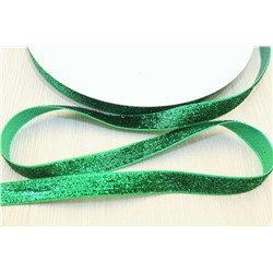 Бархатная лента с люрексом (насыщенно-зеленый), 10мм*20ярдов(+-2)
                        							В наличии
