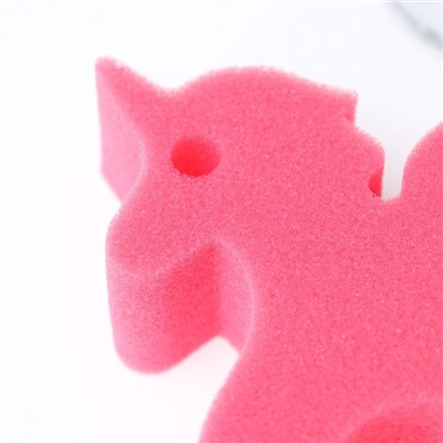 Губка для тела детская «Единорог», 11×9,5×4 см, цвет розовый