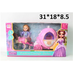 Карета (свет, звук) с куклой и лошадкой, в коробке SS031A