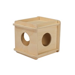 Домик для грызунов "Кубик" малый, 10 х 10 х 11,5  см, фанера