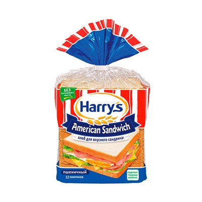 Хлеб сэндвичный пшеничный Harrys 470 гр 1/10 Россия - Хлебобулочные изделия