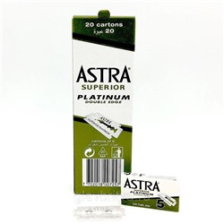 Лезвия для бритья классические двусторонние ASTRA  Platinum, 5 шт. (20Х5шт.в блоке= 100 лезвий)