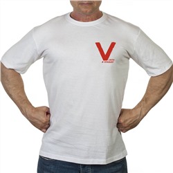 Белая футболка с символикой V – договариваться не с кем, будем дейстVовать (тр 27)