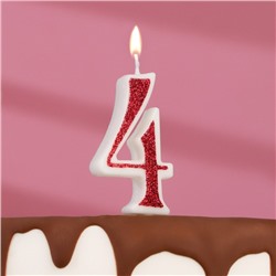 Свеча в торт на шпажке "Рубиновая коллекция", цифра 4, 5,2 см, рубиновая