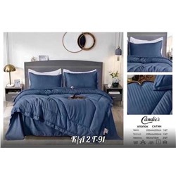 Комплект постельного белья с готовым одеялом от фирмы Candie's. Ткани: Сатин Страйп гостиничный. Плотность 150г/м. Наполнитель одеяло: 15% шелк, 85% микрогель(возможно замена на похожее)