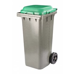 Бак для мусора 120л. на колёсах (серо-зелёный)