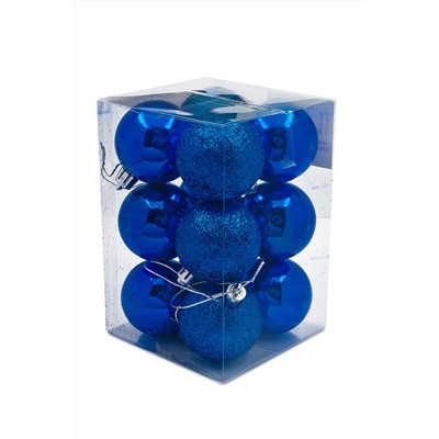 Набор новогодних шаров 5 см (12 шт) SF-7334, синий №4
