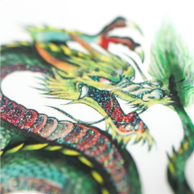 Татуировка на тело цветная с блёстками "Драконы" 14,8х10,5 см