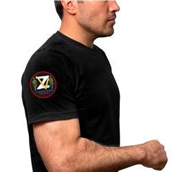 Чёрная футболка с термопринтом ZV на рукаве, – "Поддержим наших!" (тр. №51)