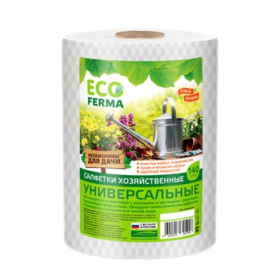 Салфетки универсальные ECO FERMA 22*23 спанлейс 45г/м2 рулон б. соты, 140шт