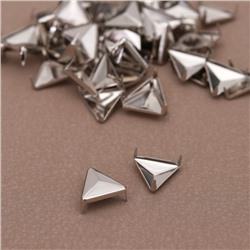Хольнитен «Треугольник», 12 × 12 мм, 4 крепления, 50 шт, цвет серебряный