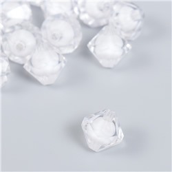 Бусины для творчества пластик "Кристалл-многогранник белый" набор 16 гр 1,2х1,4 см
