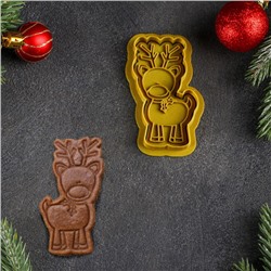 Форма для печенья «Рождественский олень», вырубка, штамп, цвет золотой