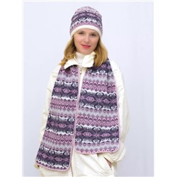 Комплект зимний женский шапка+шарф Марселан (Цвет фиолетовый), размер 54-56, шерсть 50%, мохер 30%
