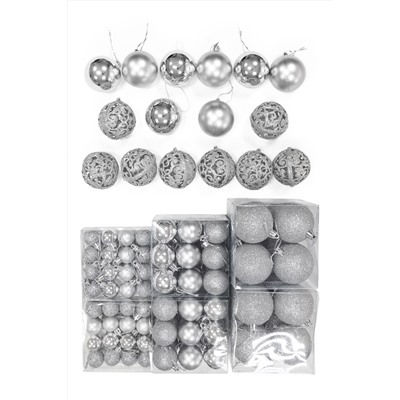 Набор новогодних шаров (100 шт) SF-7334, серебро