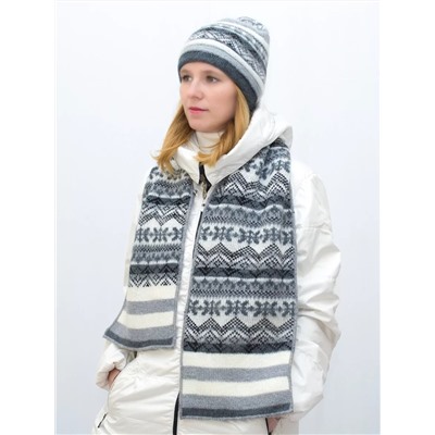 Комплект зимний женский шапка+шарф Альбина (Цвет светло-серый), размер 56-58, шерсть 50%, мохер 30%