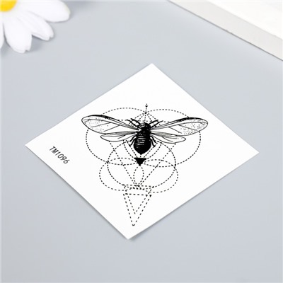 Татуировка на тело чёрная "Траектория полёта осы" 6х6 см