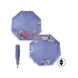 Зонт женский ТриСлона-L 3822 R  (проявляющийся рисунок),  R=58см,  суперавт;  8спиц,  3слож,  "Эпонж",  лаванда  (цветы)  235251