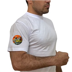 Белая футболка с трансфером "Zа Донбасс", на рукаве (тр. 75)