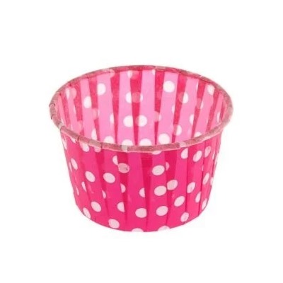 Форма для капкейков (маффинов, кексов) белый горошек розовый фон, 50х40, 10 штук (Pasticciere)