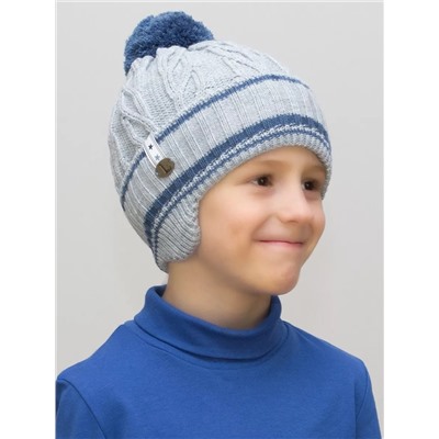 Шапка зимняя для мальчика Спортик (Цвет светло-серый), размер 52-54
