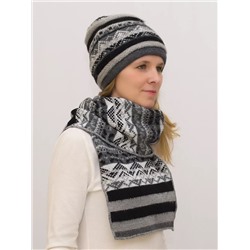 Комплект зимний женский шапка+шарф Альбина (Цвет белый), размер 56-58, шерсть 50%, мохер 30%