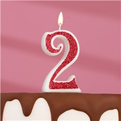 Свеча в торт на шпажке "Рубиновая коллекция", цифра 2, 5,2 см, рубиновая