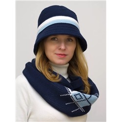Комплект шляпа+снуд женский весна-осень Violet (Цвет синий), размер 56-58, шерсть 30%
