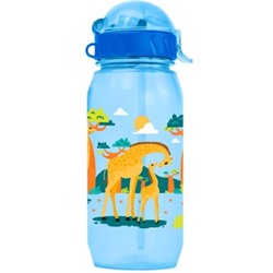 Бутылка "Animal giraffe" с трубочкой, blue (400 ml)