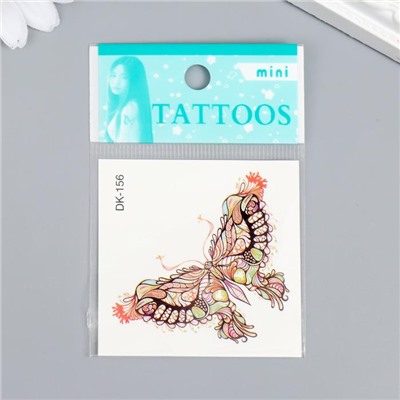 Татуировка на тело цветная "Акварельная бабочка" 6х6 см