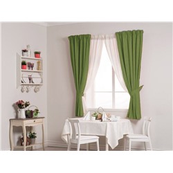 Плотные шторы для кухни цвет зеленый - Арт - 6023