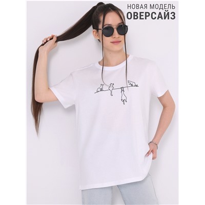 футболка 1ЖДФК4513001; белый / Четыре котенка вышивка