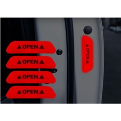 Светоотражающая наклейка "Open", 9,5×2,5 см, красный, набор 4 шт