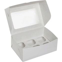 Короб для капкейков (маффинов, кексов) белый с окном, (6) 250х170х100 (Pasticciere)