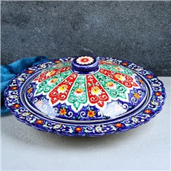 Блинница Риштанская Керамика "Цветы", 37 см, синий 2656006