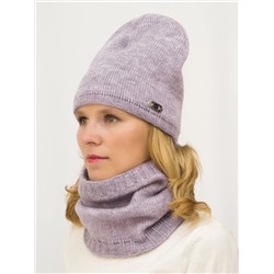 Комплект женский весна-осень шапка+снуд Джинс (Цвет светло-сиреневый), размер 54-56, шерсть 30%