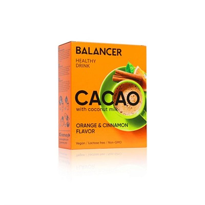 Гринвей Какао Balancer Cacao на кокосовом молоке со вкусом «Апельсин и корица», 5 шт