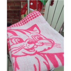 Одеяло 30% шерсть котенок розовый