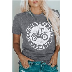 Серая футболка с надписью: SUPPORT YOUR LOCAL FARMERS