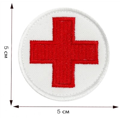 Медицинский шеврон "Красный крест", - на липучке, 5x5 см №32
