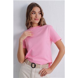 11067 Базовая футболка из хлопка нежно-розовая