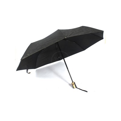 Зонт женский ТриСлона-L 3806 F,  R=58см,  суперавт;  8спиц,  3слож,  набивной "Эпонж",  черный 244389