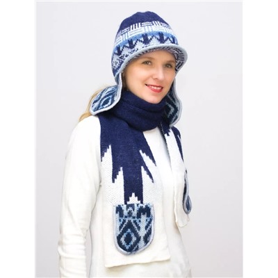 Комплект зимний женский шапка+снуд Алсу (Цвет светло-синий), размер 56-58, шерсть 80%