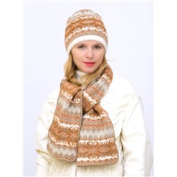 Комплект зимний женский шапка+шарф Марселан (Цвет бежевый), размер 54-56, шерсть 50%, мохер 30%