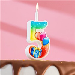 Свеча для торта цифра "Подарок", 9,9 см, цифра "5"
