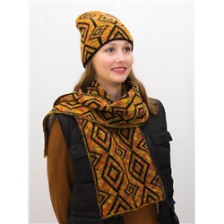 Комплект зимний женский шапка+шарф Азалия (Цвет черный), размер 56-58, шерсть 50%, мохер 30%