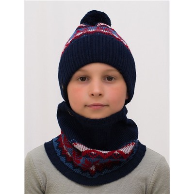 Комплект весна-осень для мальчика шапка+снуд Филипп (Цвет красный), размер 52-54