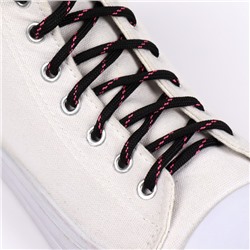 Шнурки для обуви, пара, круглые, d = 6 мм, 120 см, цвет чёрный/розовый