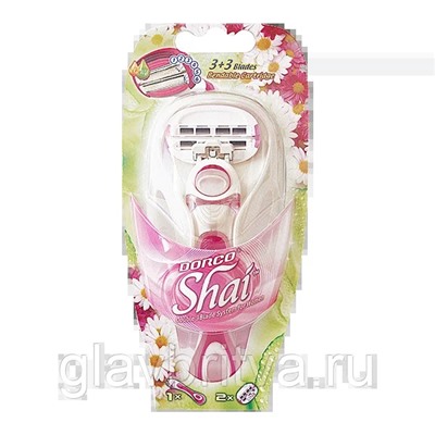 Станок для бритья для женщин DORCO SHAI Sweetie с 6 лезвиями и сгибаемым картриджем (+ 2 кассеты)